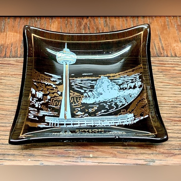 Vintage Brown Blown Glass Skylon Tower Niagara Falls Canada Trinket Coin Dish - Picture 15 of 16